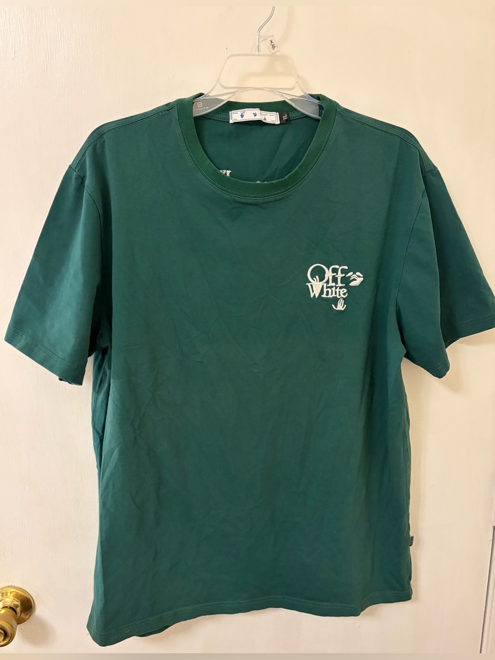 Off-White Men’s Forest Green Short Sleeve Logo Tee